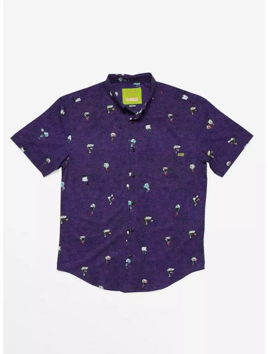 Button-Up Tops * | Boxlunch Rsvlts Invader Zim Invaders From Irk Purple Kunuflex Short Sleeve Shirt