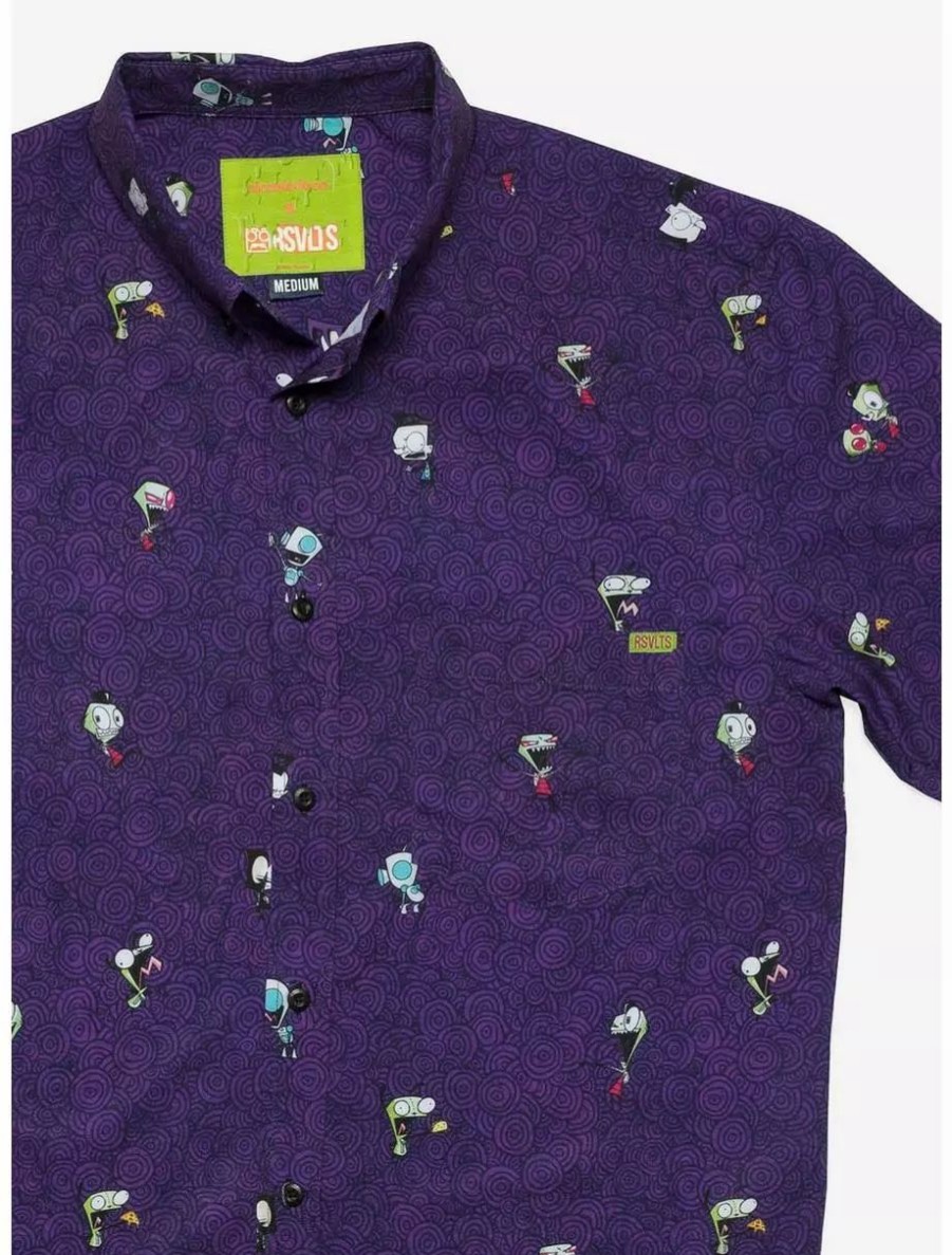 Button-Up Tops * | Boxlunch Rsvlts Invader Zim Invaders From Irk Purple Kunuflex Short Sleeve Shirt