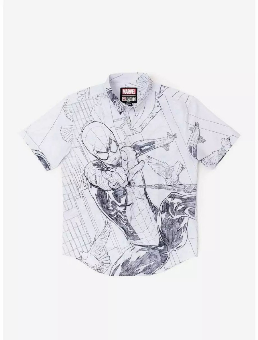 Button-Up Tops * | Boxlunch Rsvlts Marvel Spider-Man "Web Surfing" Kunuflex Short Sleeve Shirt