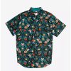 Button-Up Tops * | Boxlunch Nintendo Super Mario Bros. Floral Icons Woven Button-Up