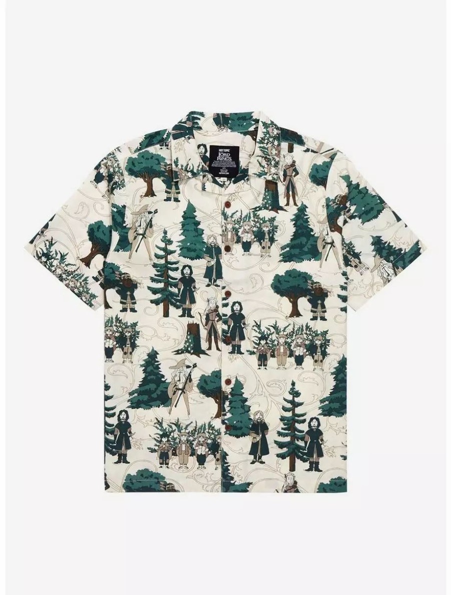 Button-Up Tops * | The Lord Of The Rings Scenic Characters Allover Print Woven Button-Up Boxlunch Exclusive