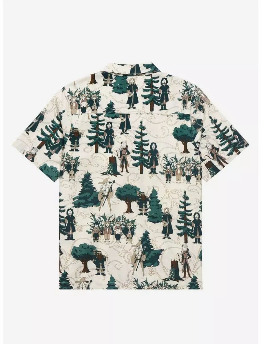 Button-Up Tops * | The Lord Of The Rings Scenic Characters Allover Print Woven Button-Up Boxlunch Exclusive