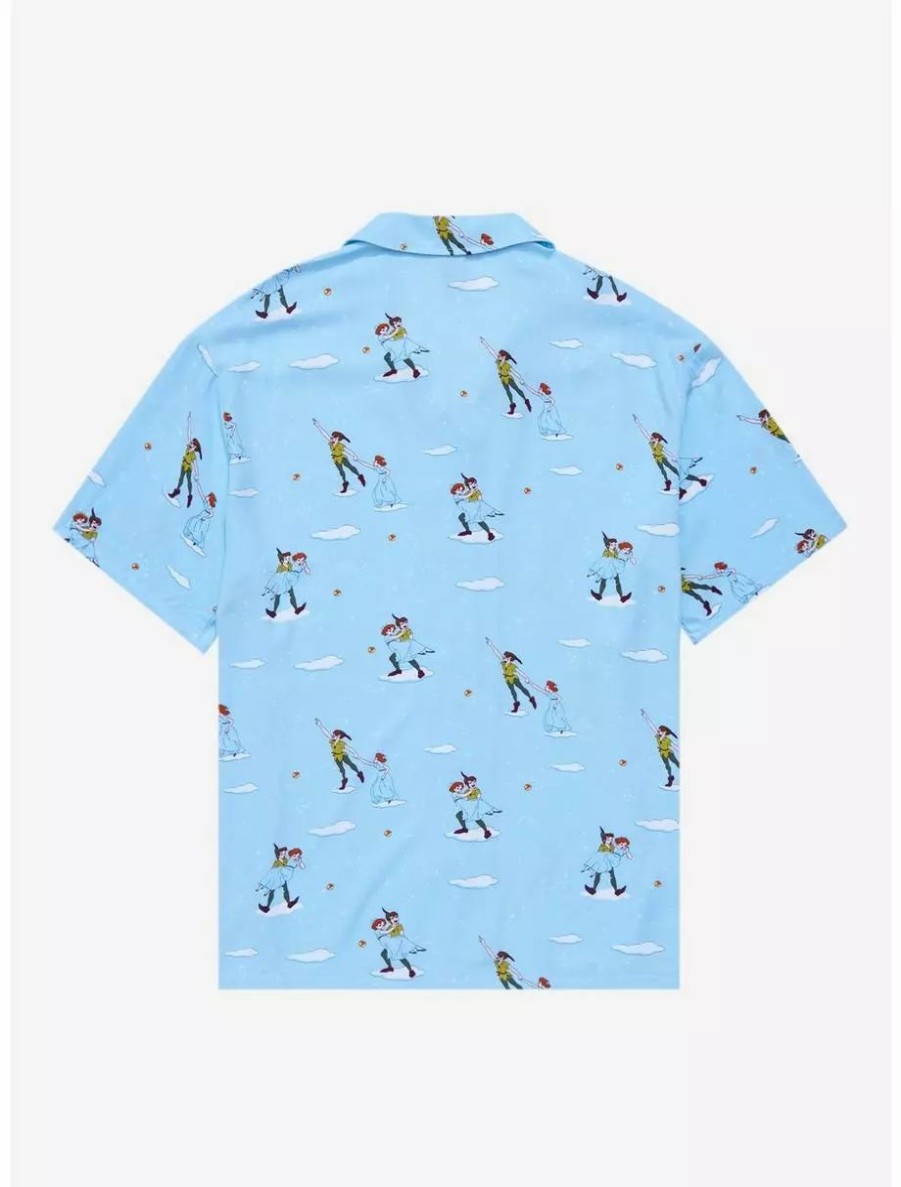 Button-Up Tops * | Disney Peter Pan Flying Allover Print Woven Button-Up Boxlunch Exclusive