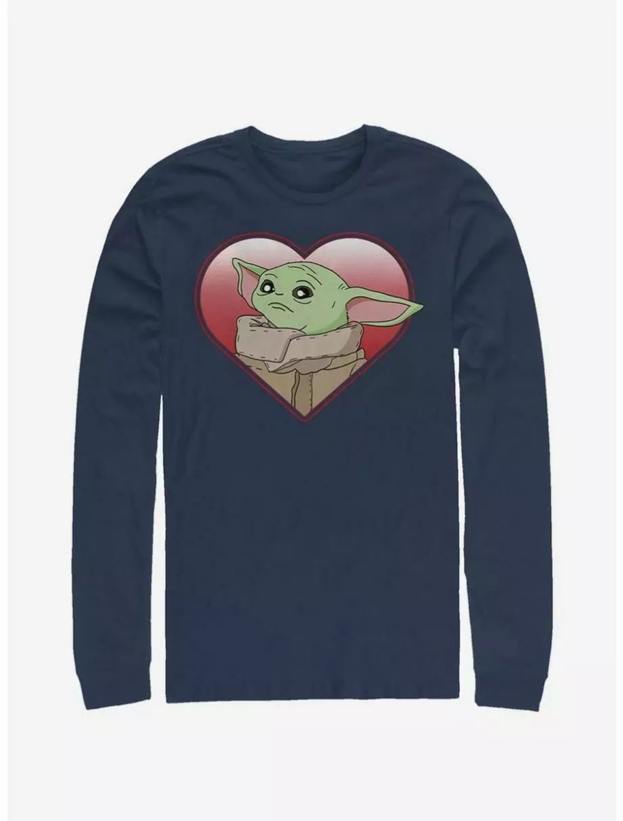 Long Sleeves * | Boxlunch Star Wars The Mandalorian Heart Yoda Long-Sleeve T-Shirt