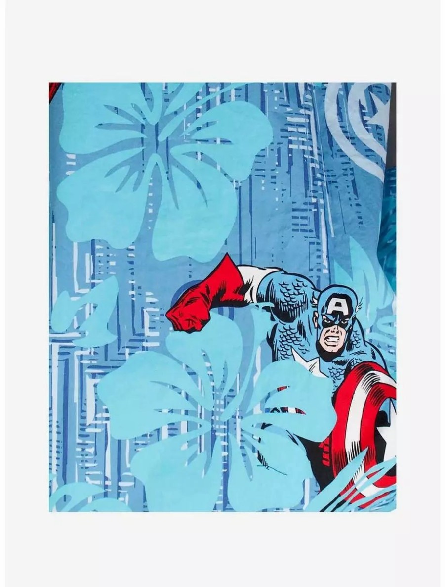 Button-Up Tops * | Boxlunch Marvel Captain America Captain Island Woven Button-Up