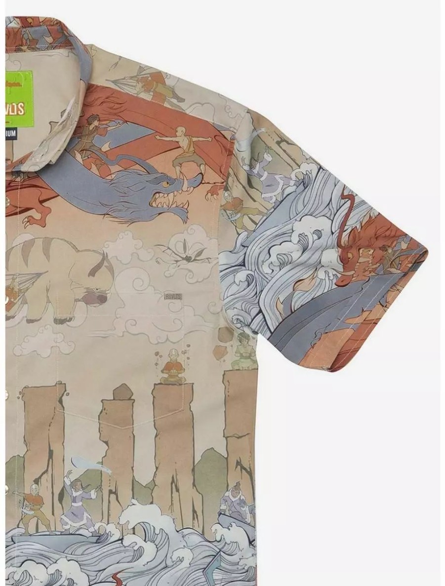 Button-Up Tops * | Boxlunch Rsvlts Avatar: The Last Airbender "Team Avatar" Kunuflex Short Sleeve Shirt