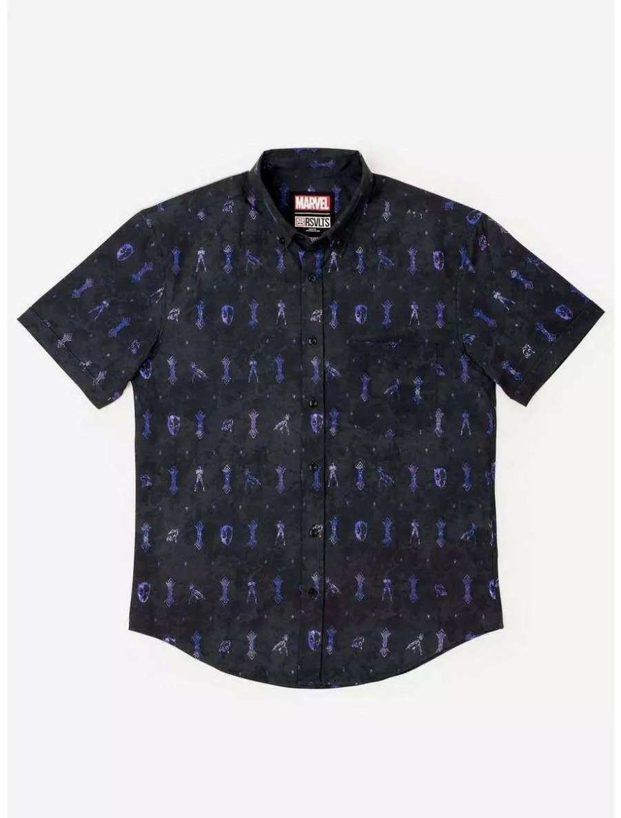 Button-Up Tops * | Boxlunch Rsvlts Marvel Black Panther Vibranium Chief Kunuflex Short Sleeve Shirt