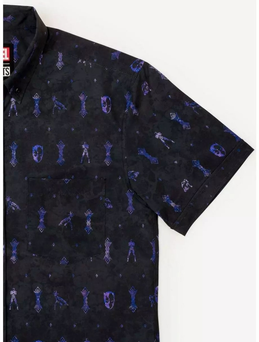 Button-Up Tops * | Boxlunch Rsvlts Marvel Black Panther Vibranium Chief Kunuflex Short Sleeve Shirt