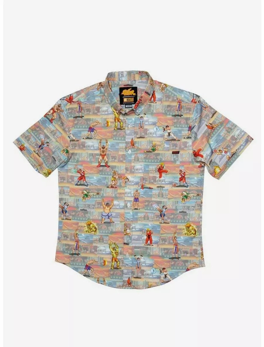 Button-Up Tops * | Boxlunch Rsvlts Street Fighter Knockout Zones Kunuflex Short Sleeve Shirt