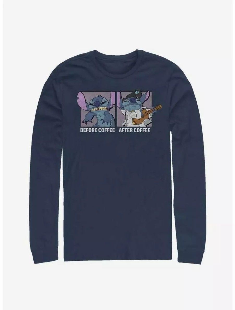 Long Sleeves * | Boxlunch Disney Lilo & Stitch Coffee Long-Sleeve T-Shirt