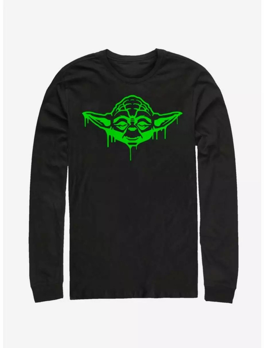 Long Sleeves * | Boxlunch Star Wars Green Yoda Drip Long-Sleeve T-Shirt