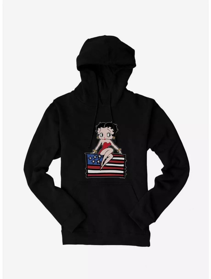 Hoodies * | Boxlunch Betty Boop Sitting On Flag Hoodie