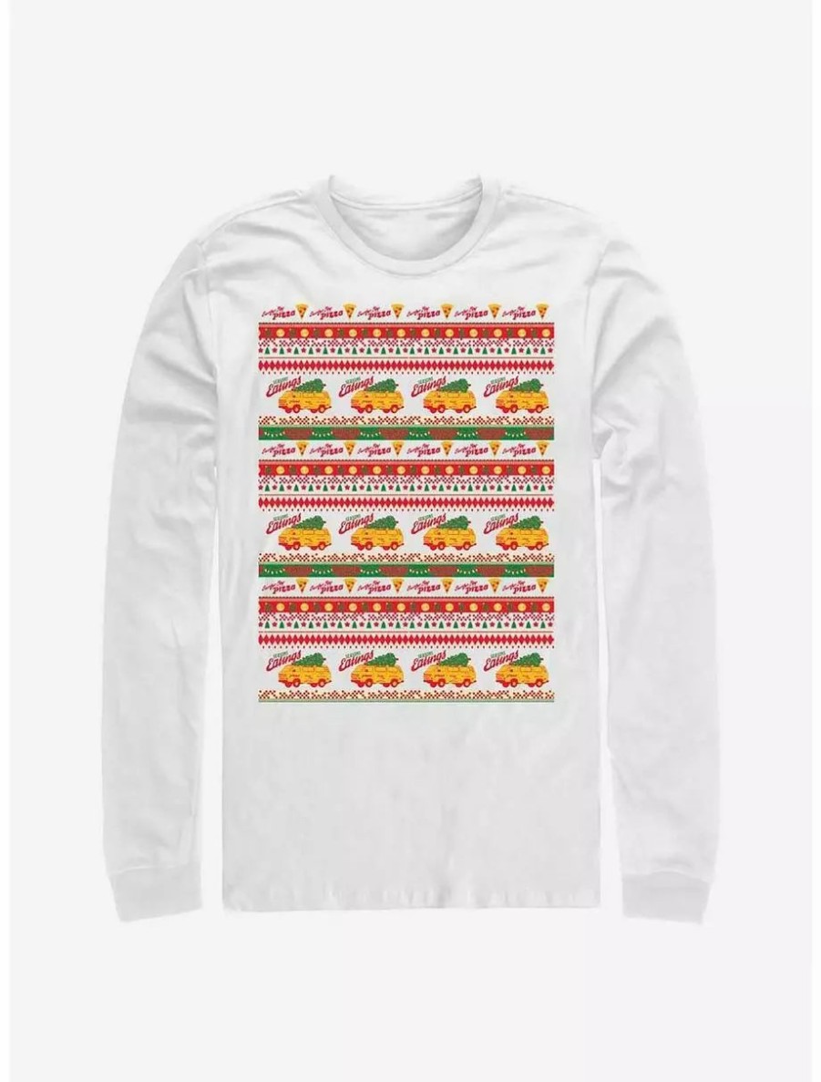 Long Sleeves * | Boxlunch Stranger Things Surfer Boy Pizza Ugly Sweater Long-Sleeve T-Shirt