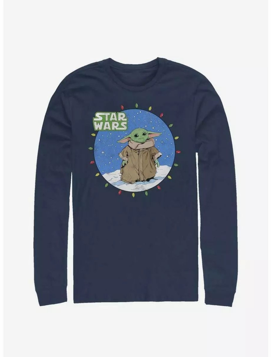 Long Sleeves * | Boxlunch Star Wars The Mandalorian The Child Christmas Lights Long-Sleeve T-Shirt