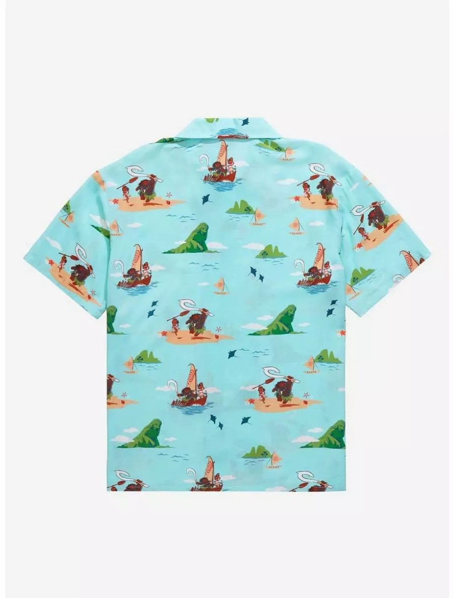 Button-Up Tops * | Our Universe Disney Moana Scenic Island Woven Button-Up Boxlunch Exclusive