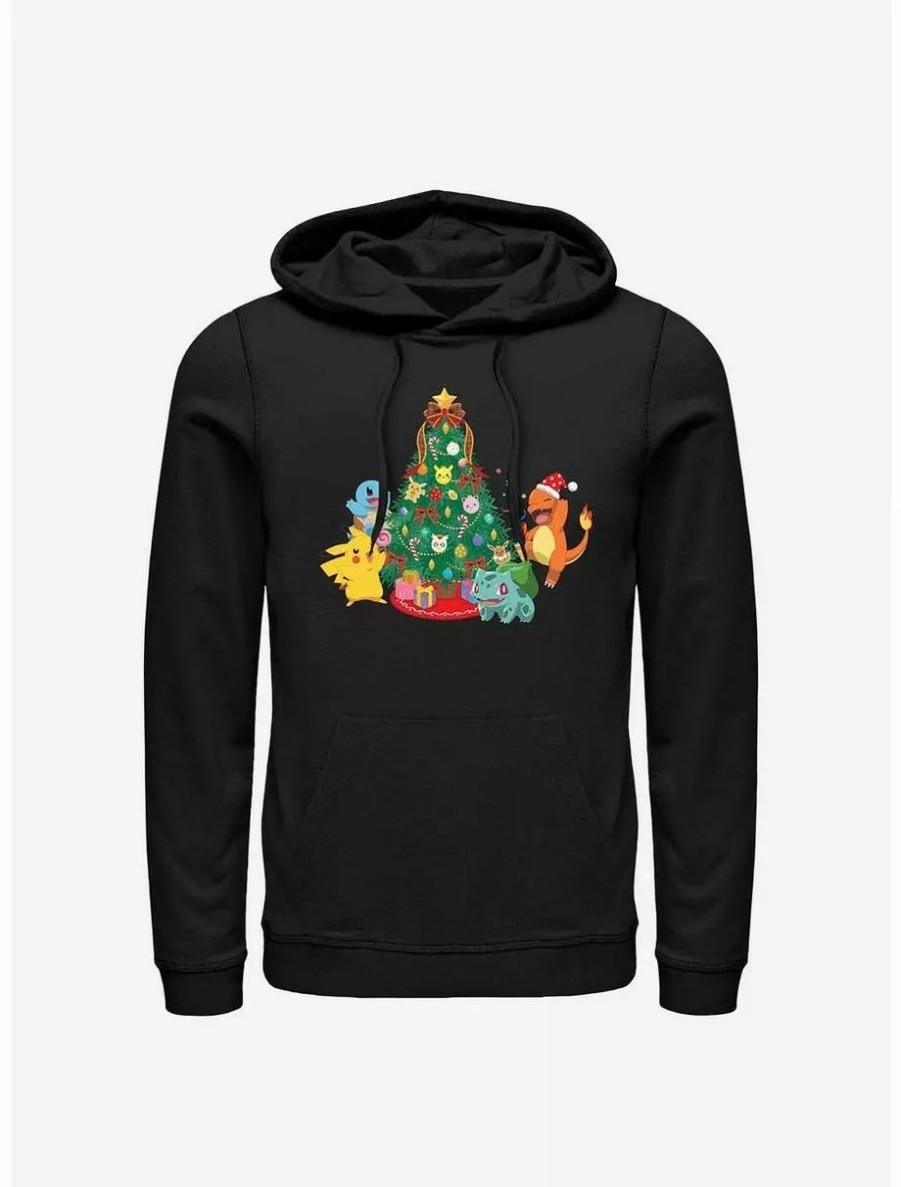 Hoodies * | Boxlunch Pokemon Christmas Tree Pikachu, Squirtle, Bulbasaur And Charmander Hoodie