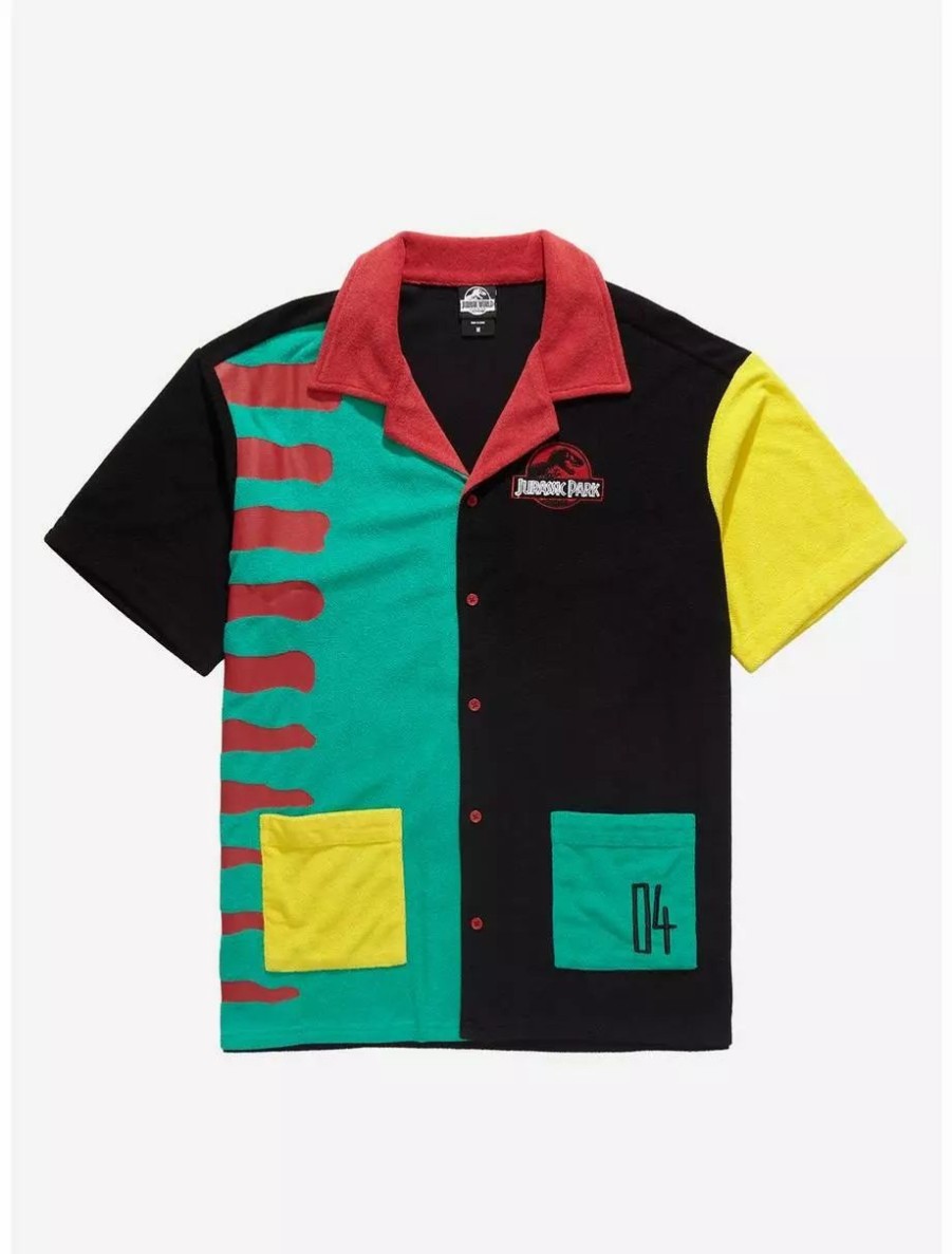 Button-Up Tops * | Jurassic Park Color Block Terry Cloth Button-Up Boxlunch Exclusive