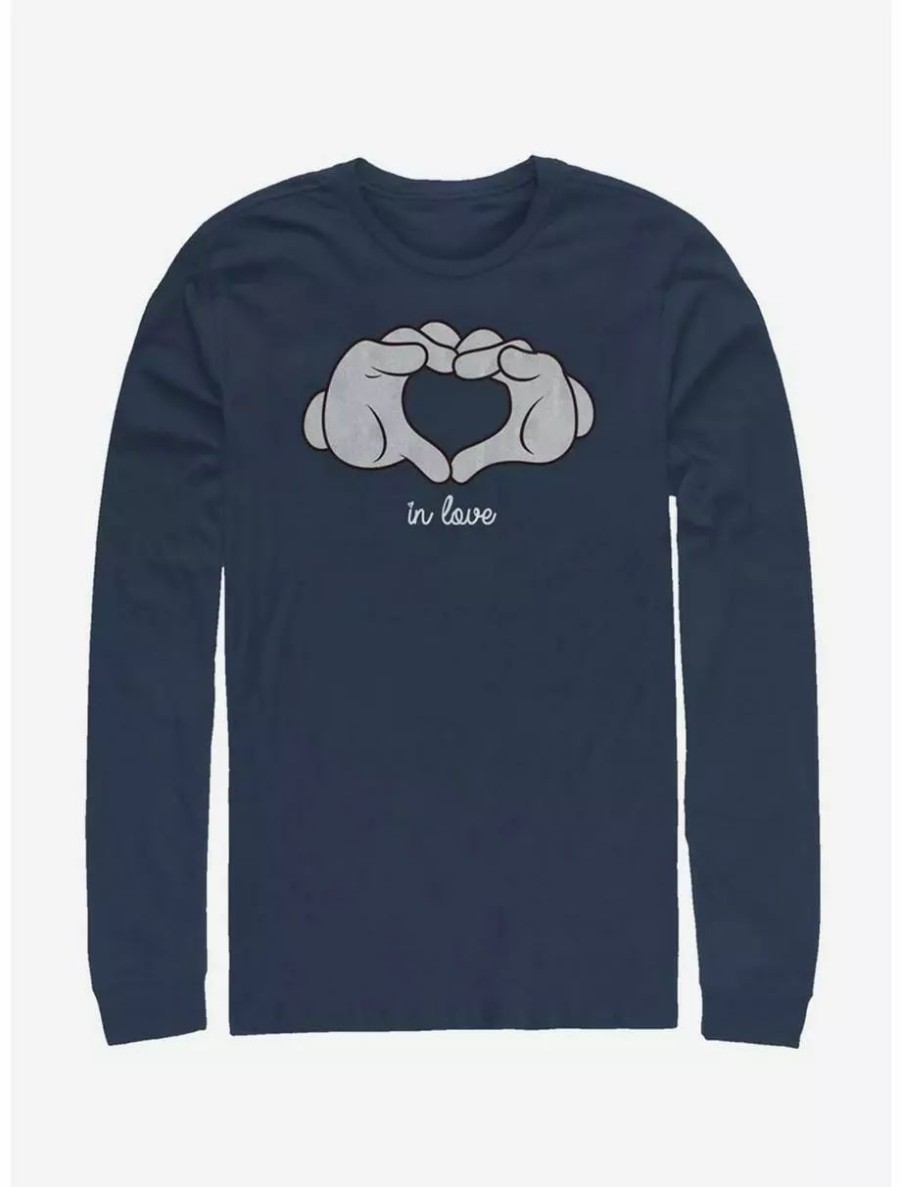 Long Sleeves * | Boxlunch Disney Mickey Mouse Glove Heart Long-Sleeve T-Shirt