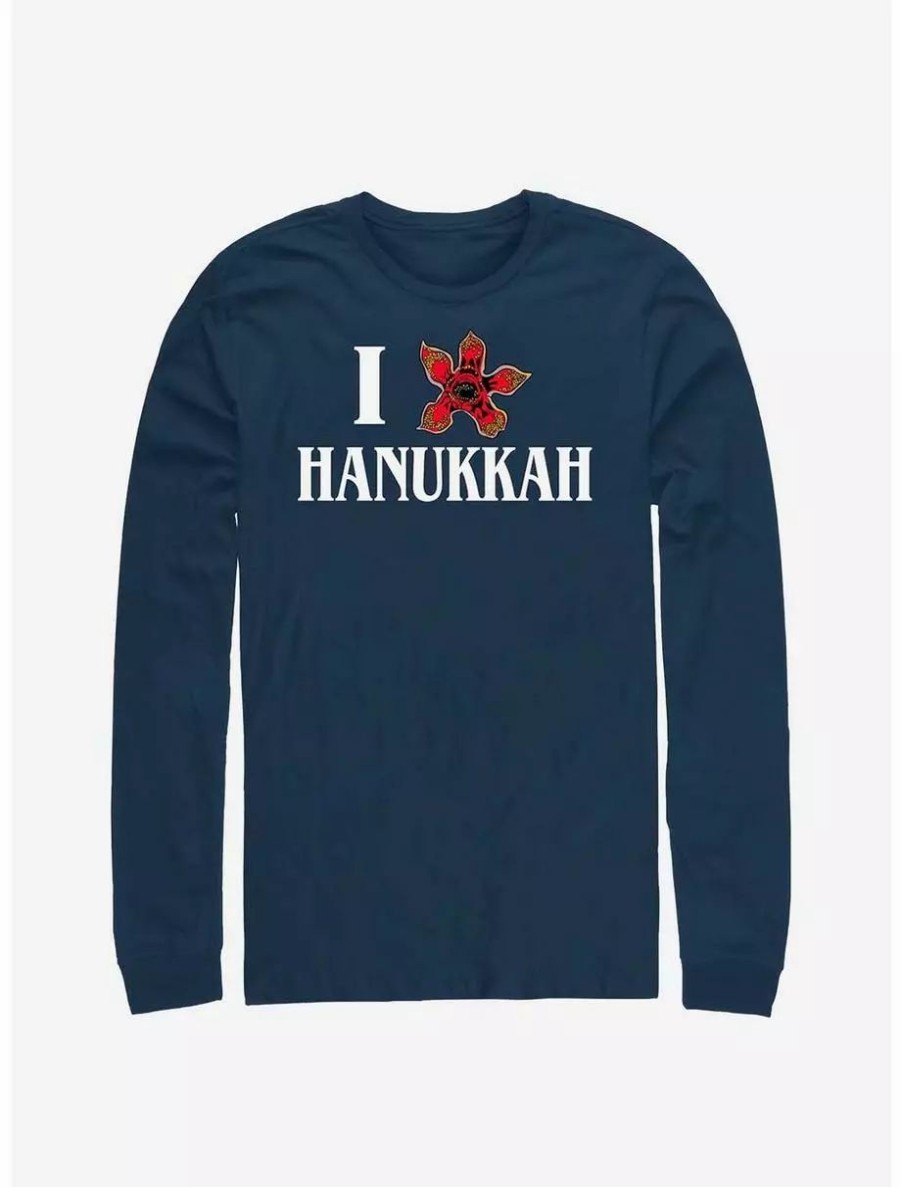 Long Sleeves * | Boxlunch Stranger Things Demogorgon Hanukkah Long-Sleeve T-Shirt