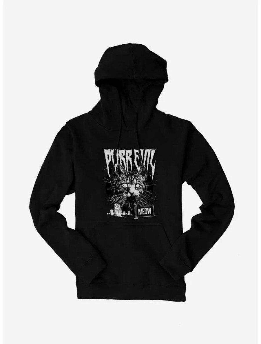 Hoodies * | Boxlunch Cat Purr Evil Punk Meow Hoodie