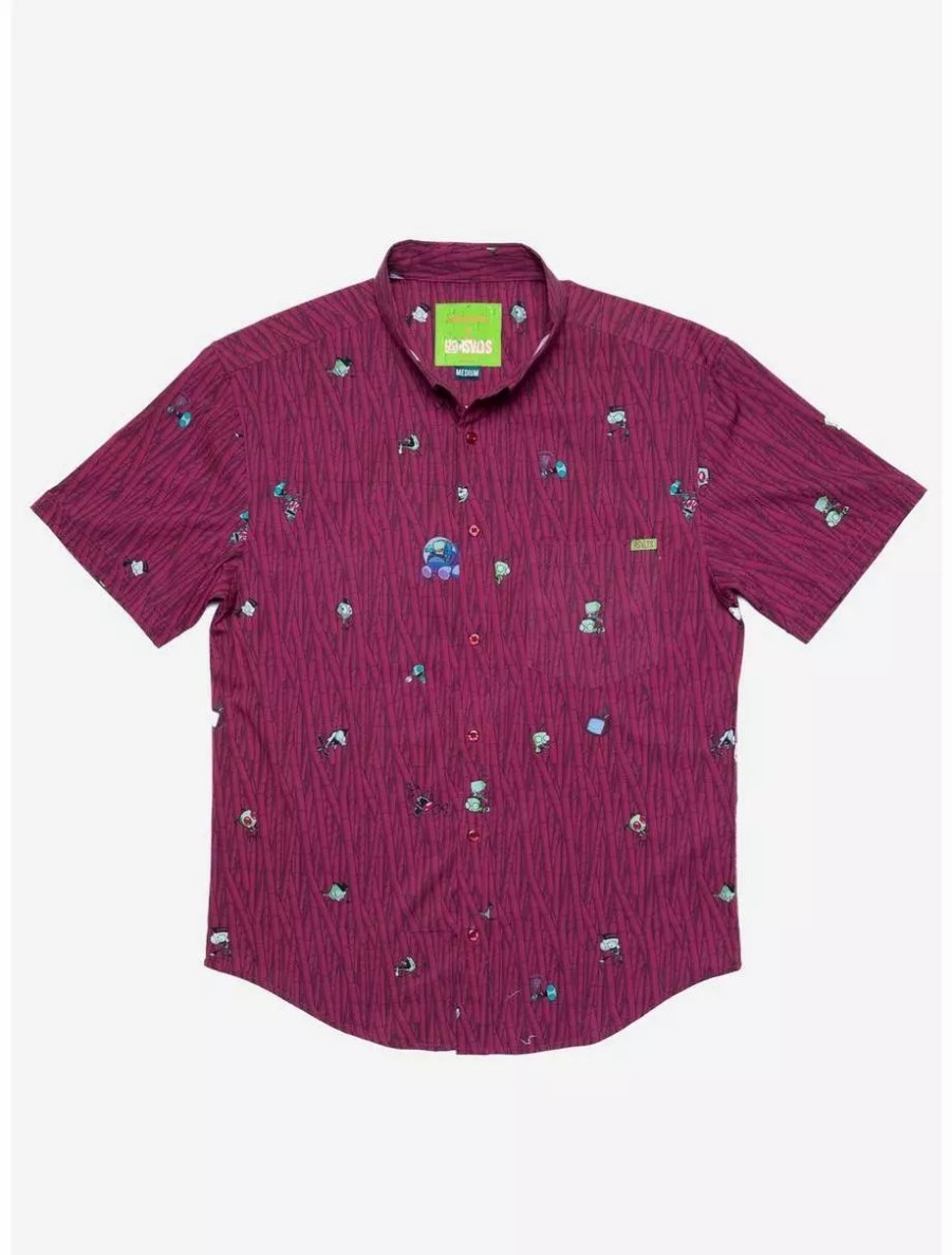 Button-Up Tops * | Boxlunch Rsvlts Invader Zim The Nightmare Begins Kunuflex Short Sleeve Shirt