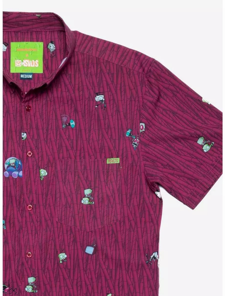 Button-Up Tops * | Boxlunch Rsvlts Invader Zim The Nightmare Begins Kunuflex Short Sleeve Shirt