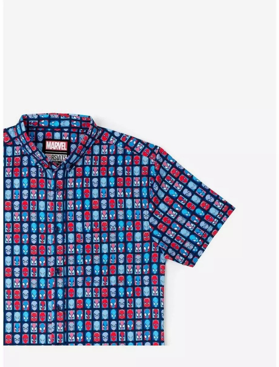 Button-Up Tops * | Boxlunch Rsvlts Marvel Spider-Man "The Spidey Bunch" Kunuflex Short Sleeve Shirt