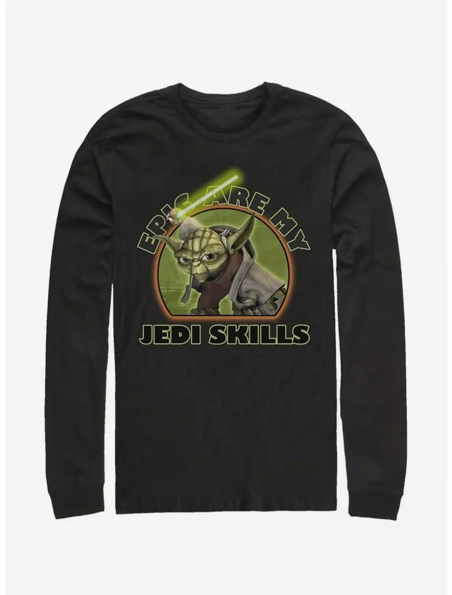 Long Sleeves * | Boxlunch Star Wars: The Clone Wars Yoda Jedi Skills Long-Sleeve T-Shirt