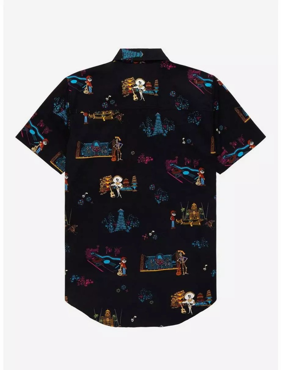 Button-Up Tops * | Disney Pixar Coco Land Of The Dead Scenic Woven Button-Up Boxlunch Exclusive