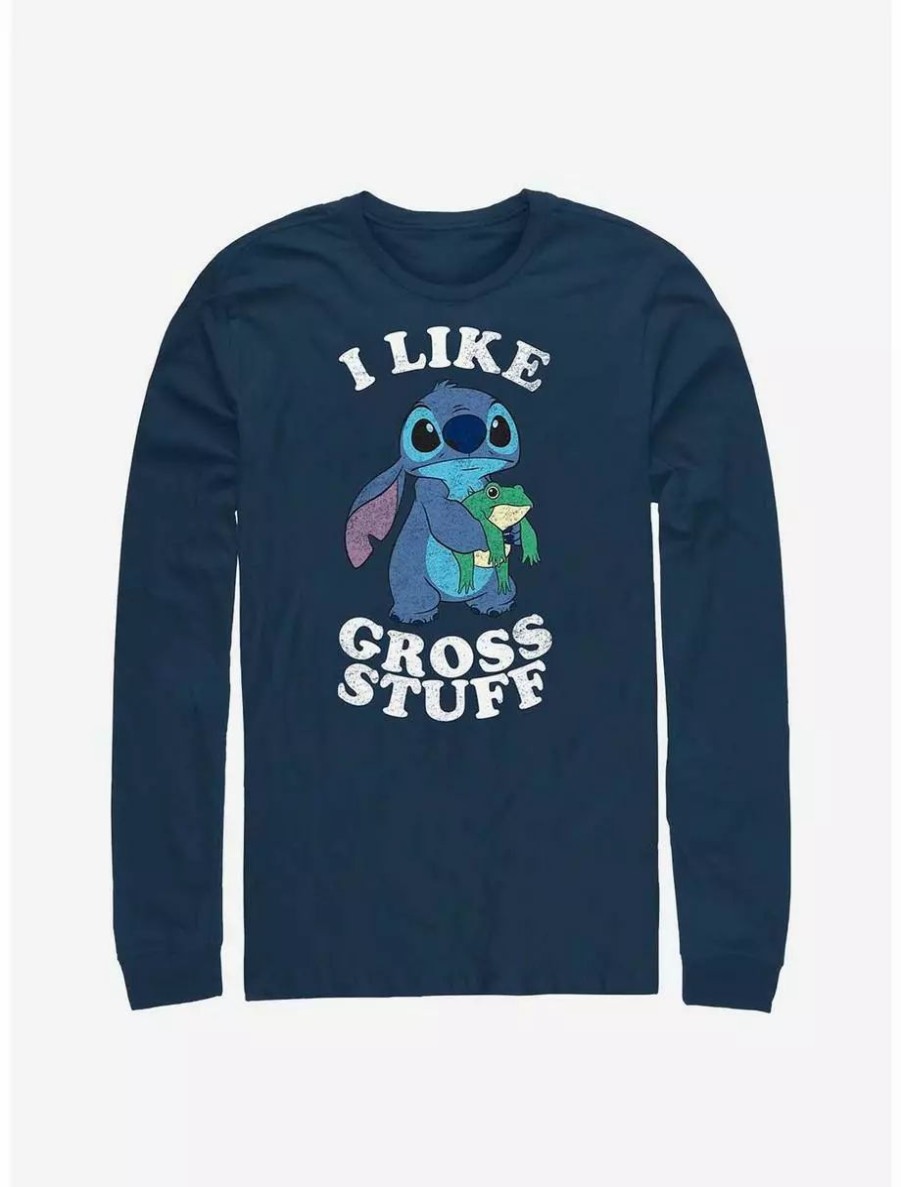 Long Sleeves * | Boxlunch Disney Lilo & Stitch I Like Gross Stuff Long-Sleeve T-Shirt