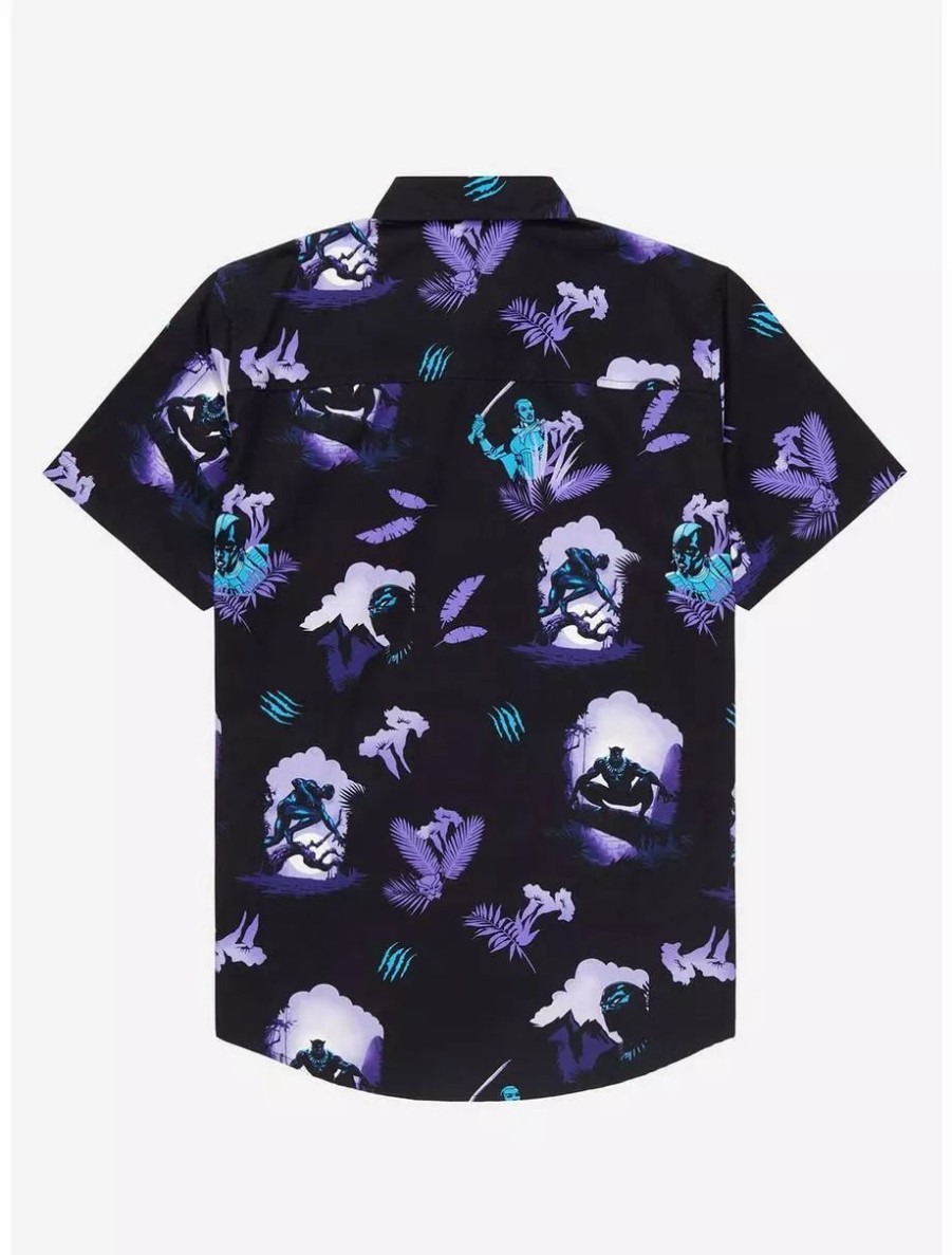 Button-Up Tops * | Marvel Black Panther T'Challa Scenic Woven Button-Up Boxlunch Exclusive