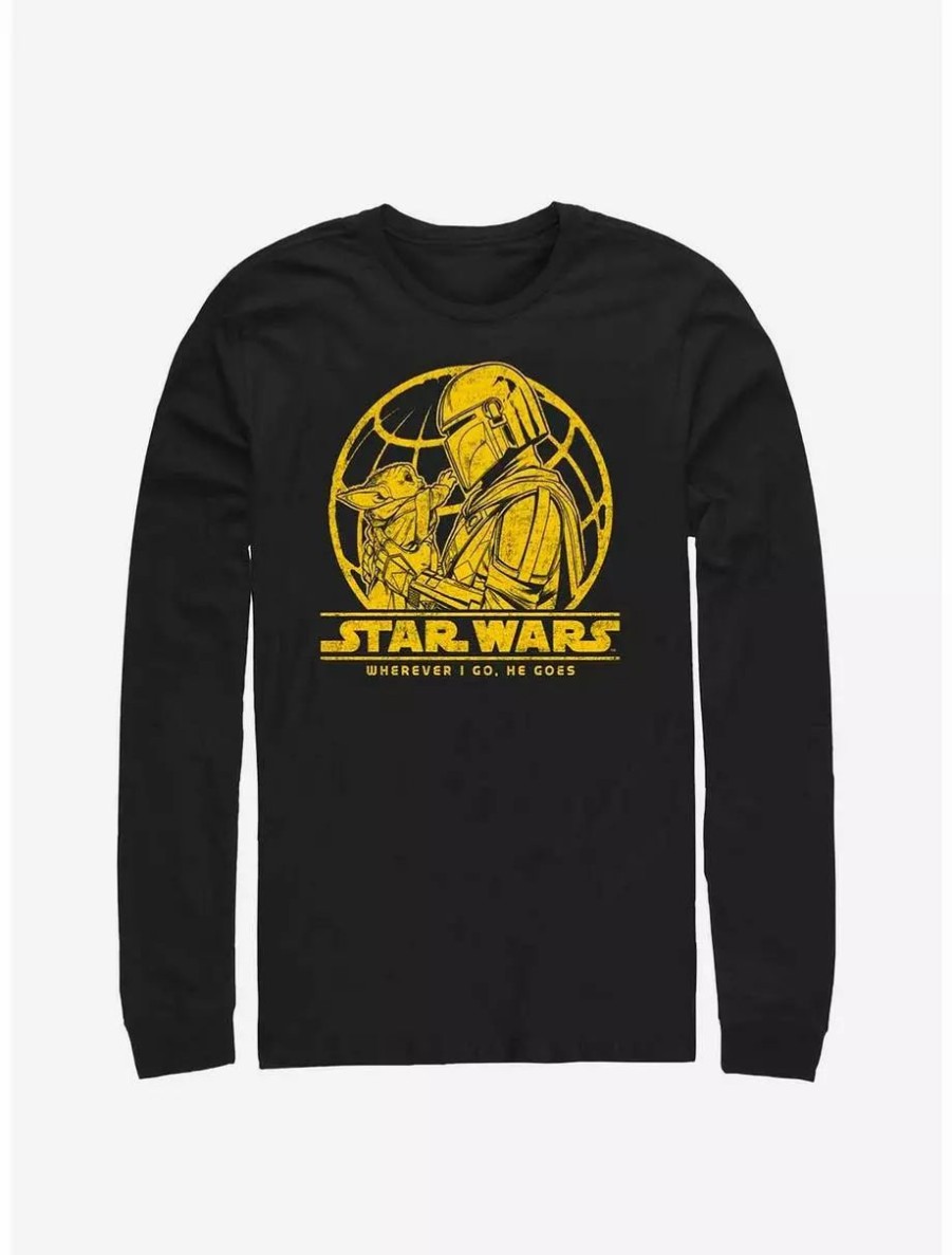 Long Sleeves * | Boxlunch Star Wars The Mandalorian Wherever I Go Long-Sleeve T-Shirt