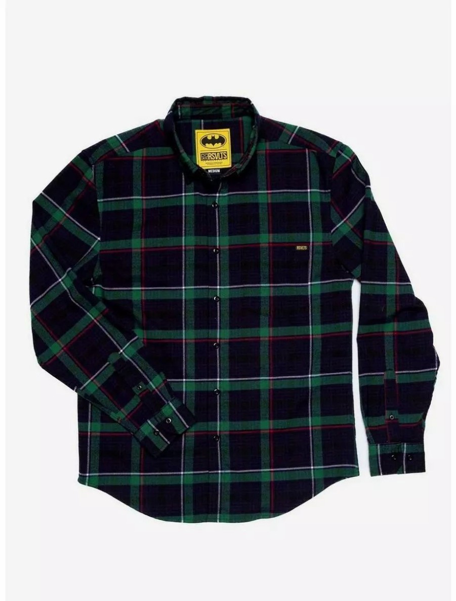 Button-Up Tops * | Boxlunch Rsvlts Batman The Joker Borlandflex Long Sleeve Stretch Flannel