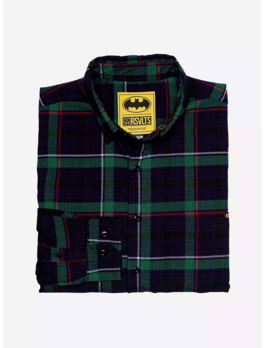 Button-Up Tops * | Boxlunch Rsvlts Batman The Joker Borlandflex Long Sleeve Stretch Flannel