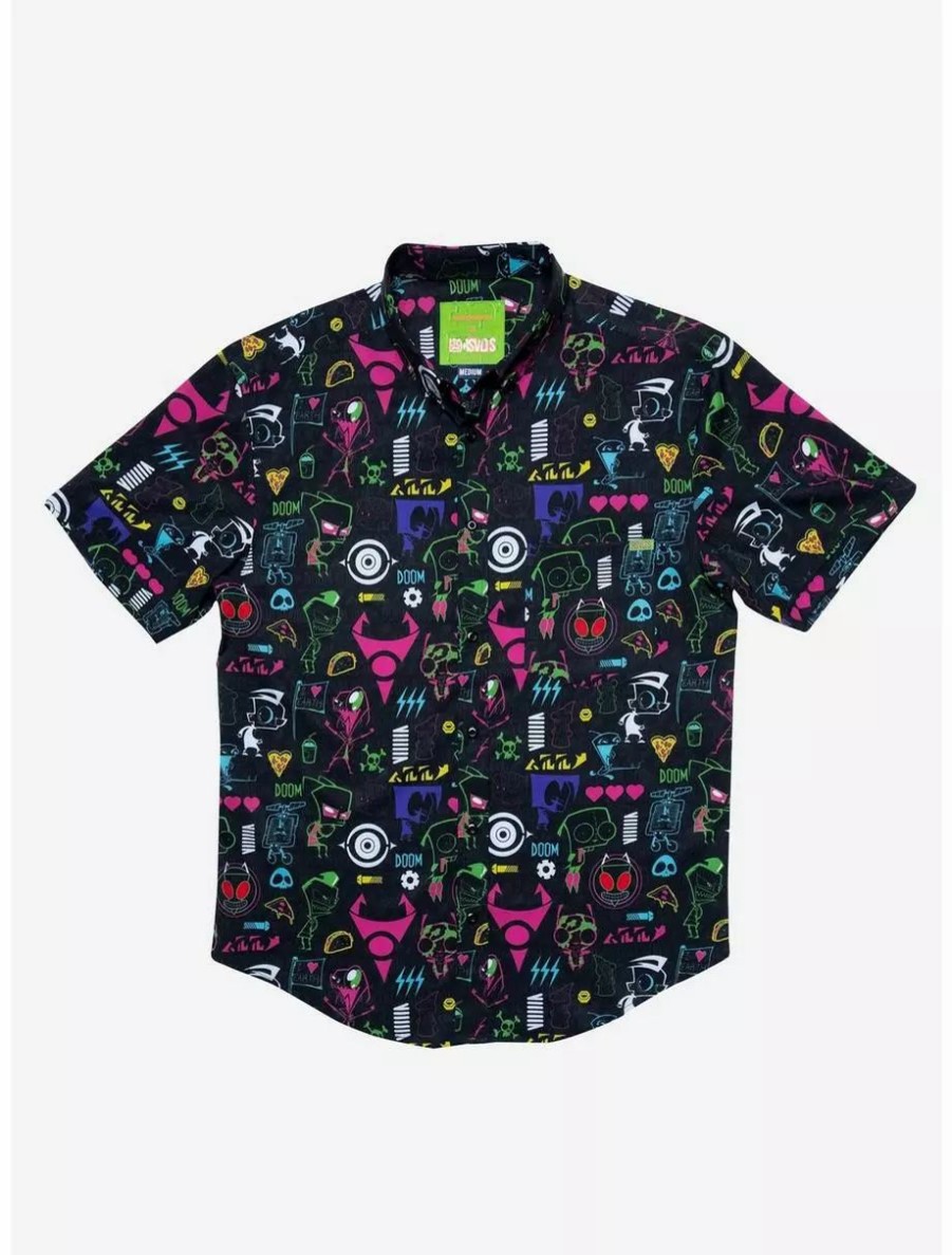 Button-Up Tops * | Boxlunch Rsvlts Invader Zim Operation Impending Doom 2 Kunuflex Short Sleeve Shirt