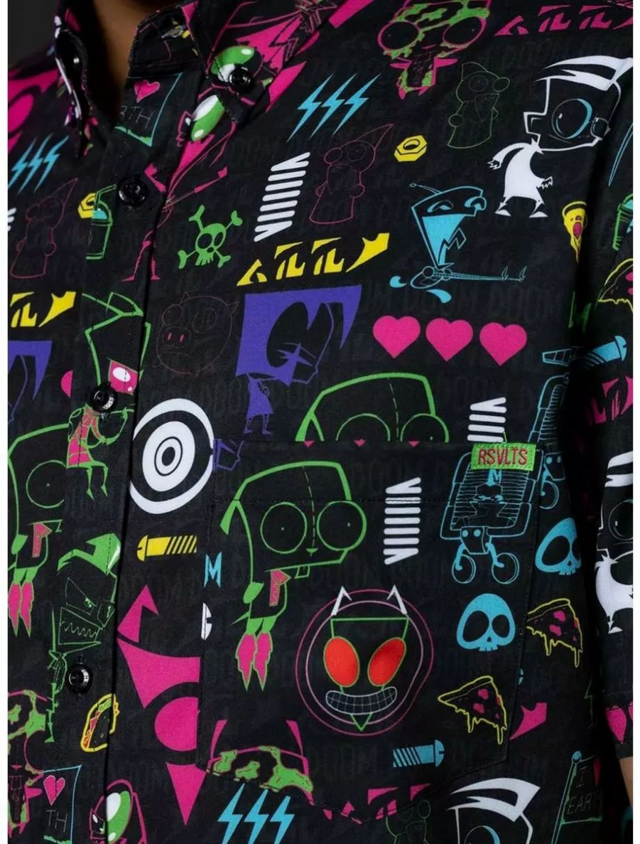 Button-Up Tops * | Boxlunch Rsvlts Invader Zim Operation Impending Doom 2 Kunuflex Short Sleeve Shirt