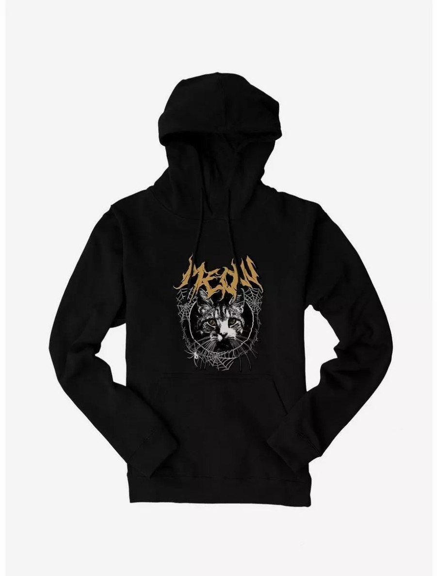 Hoodies * | Boxlunch Cat Meow Spiderweb Metal Hoodie