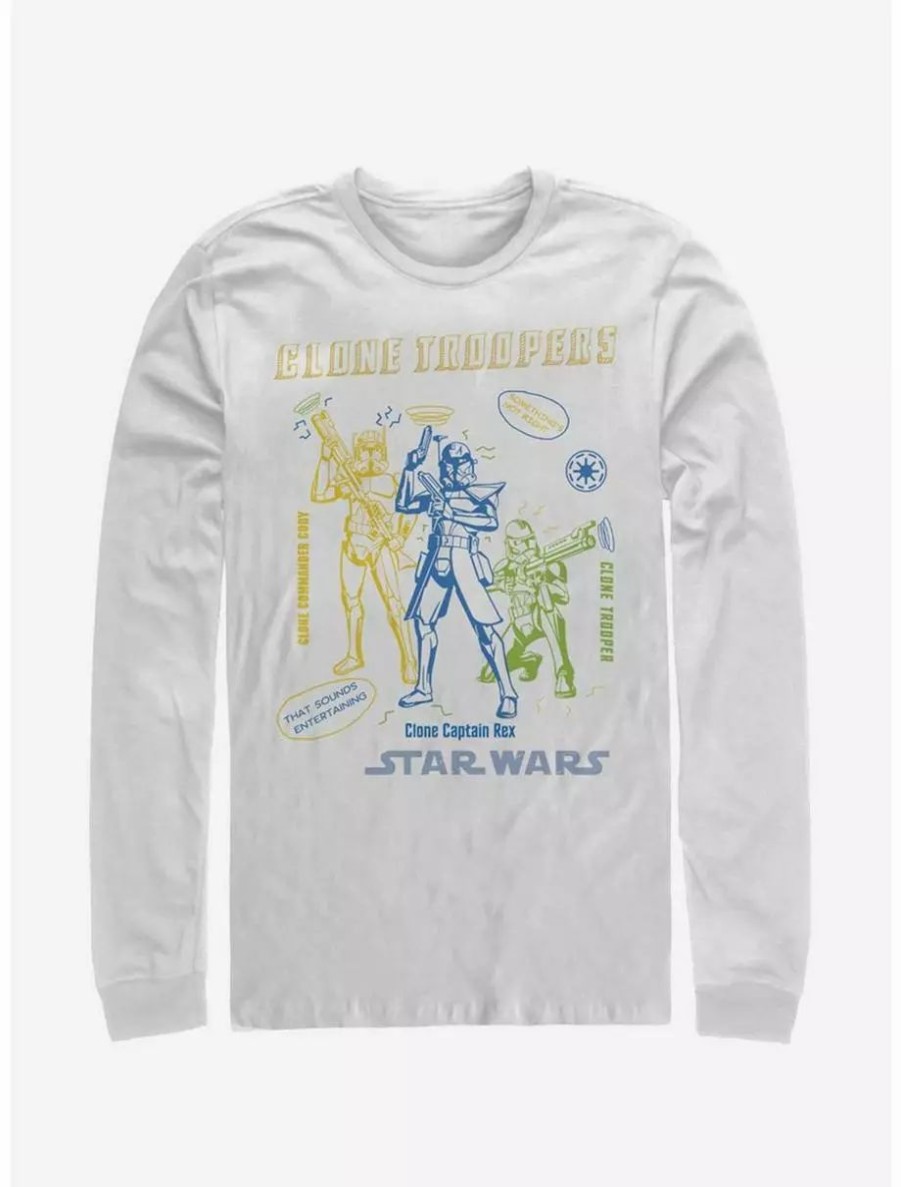 Long Sleeves * | Boxlunch Star Wars: The Clone Wars Doodle Trooper Long-Sleeve T-Shirt