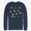 Long Sleeves * | Boxlunch Nintendo Super Mario Maker Items Scatter Long-Sleeve T-Shirt