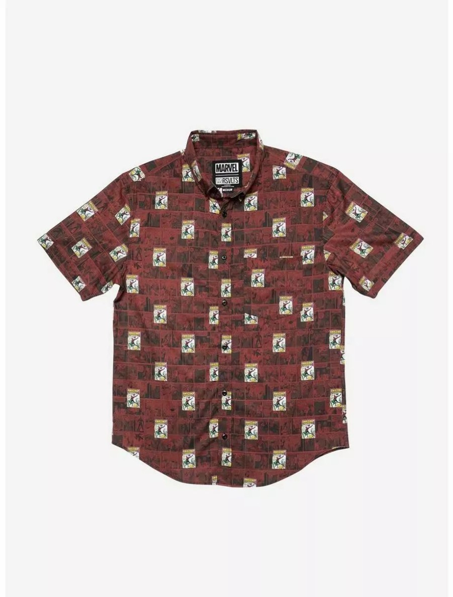 Button-Up Tops * | Boxlunch Rsvlts Marvel Spider-Man "Amazing Fantasy" Kunuflex Short Sleeve Shirt