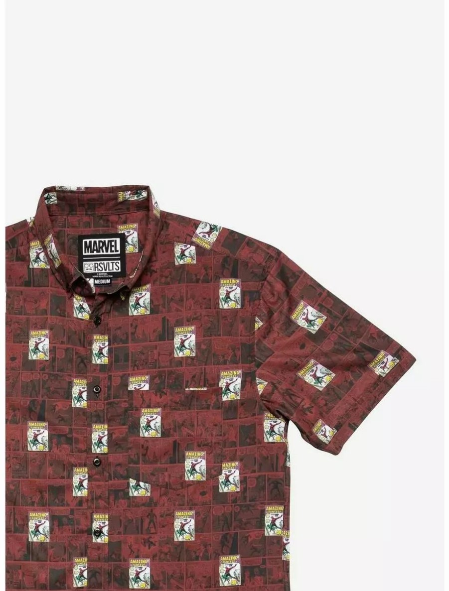 Button-Up Tops * | Boxlunch Rsvlts Marvel Spider-Man "Amazing Fantasy" Kunuflex Short Sleeve Shirt