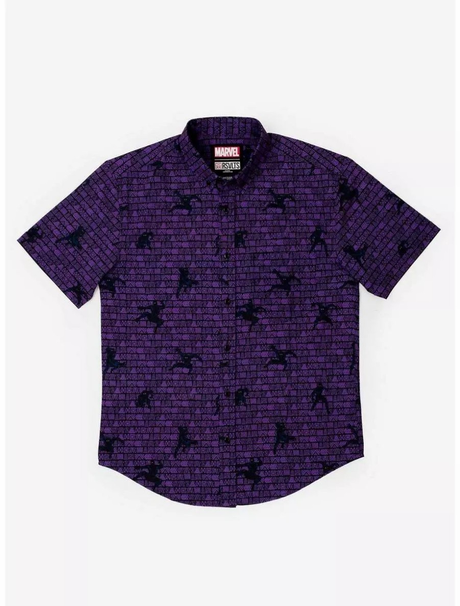 Button-Up Tops * | Boxlunch Rsvlts Marvel Black Panther Wakanda Forever Kunuflex Short Sleeve Shirt