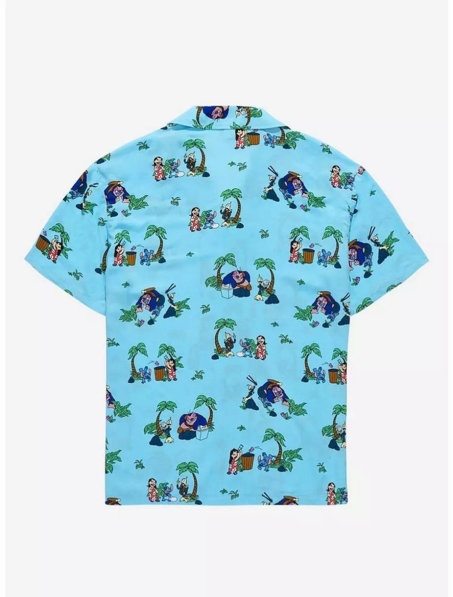 Button-Up Tops * | Boxlunch Disney Lilo & Stitch Beach Scenes Woven Button Up