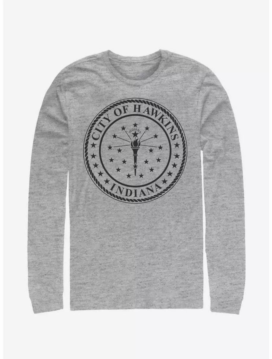 Long Sleeves * | Boxlunch Stranger Things Hawkins City Seal Long-Sleeve T-Shirt