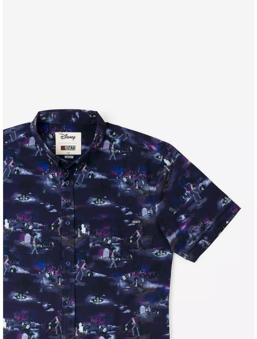 Button-Up Tops * | Boxlunch Rsvlts Disney Hocus Pocus "Billy'S Graveyard Shift" Kunuflex Short Sleeve Shirt