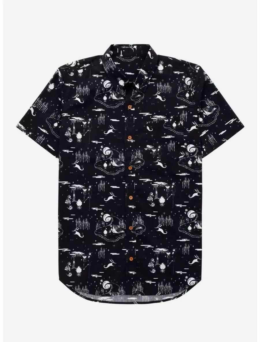 Button-Up Tops * | Disney The Nightmare Before Christmas Scenic Woven Button-Up Boxlunch Exclusive