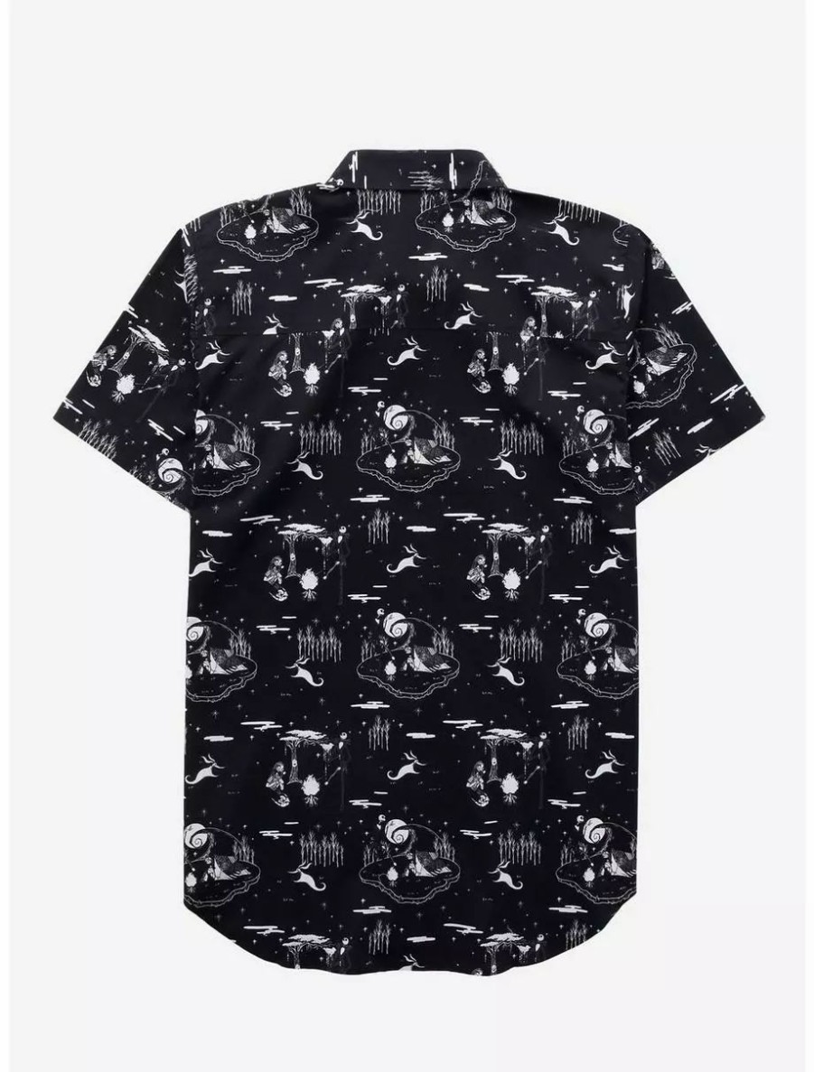 Button-Up Tops * | Disney The Nightmare Before Christmas Scenic Woven Button-Up Boxlunch Exclusive