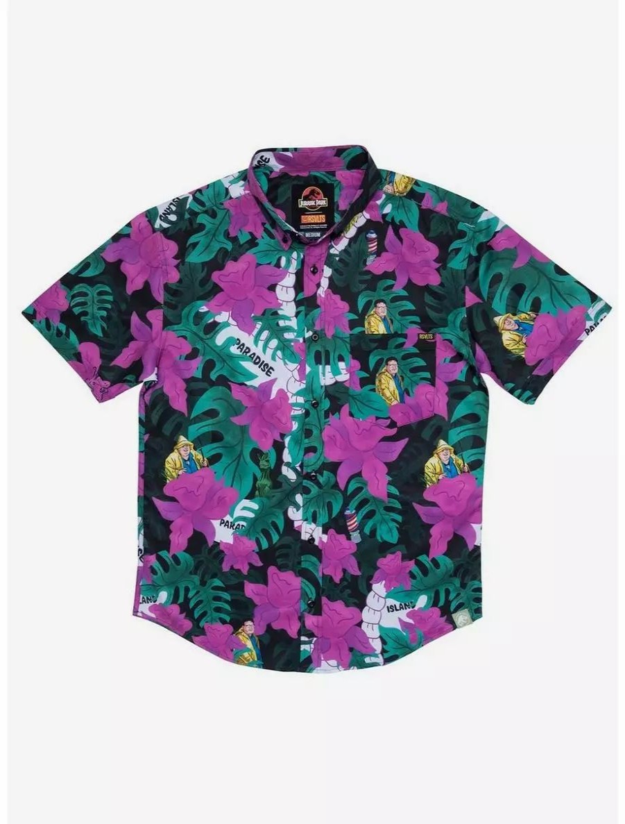 Button-Up Tops * | Boxlunch Rsvlts Jurassic Park Nobody Cares Kunuflex Short Sleeve Shirt