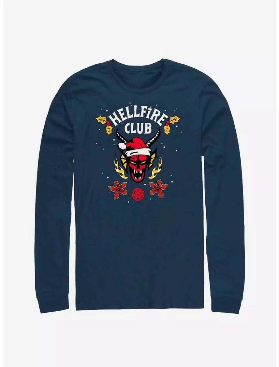 Long Sleeves * | Boxlunch Stranger Things Holiday Style Hellfire Club Long-Sleeve T-Shirt