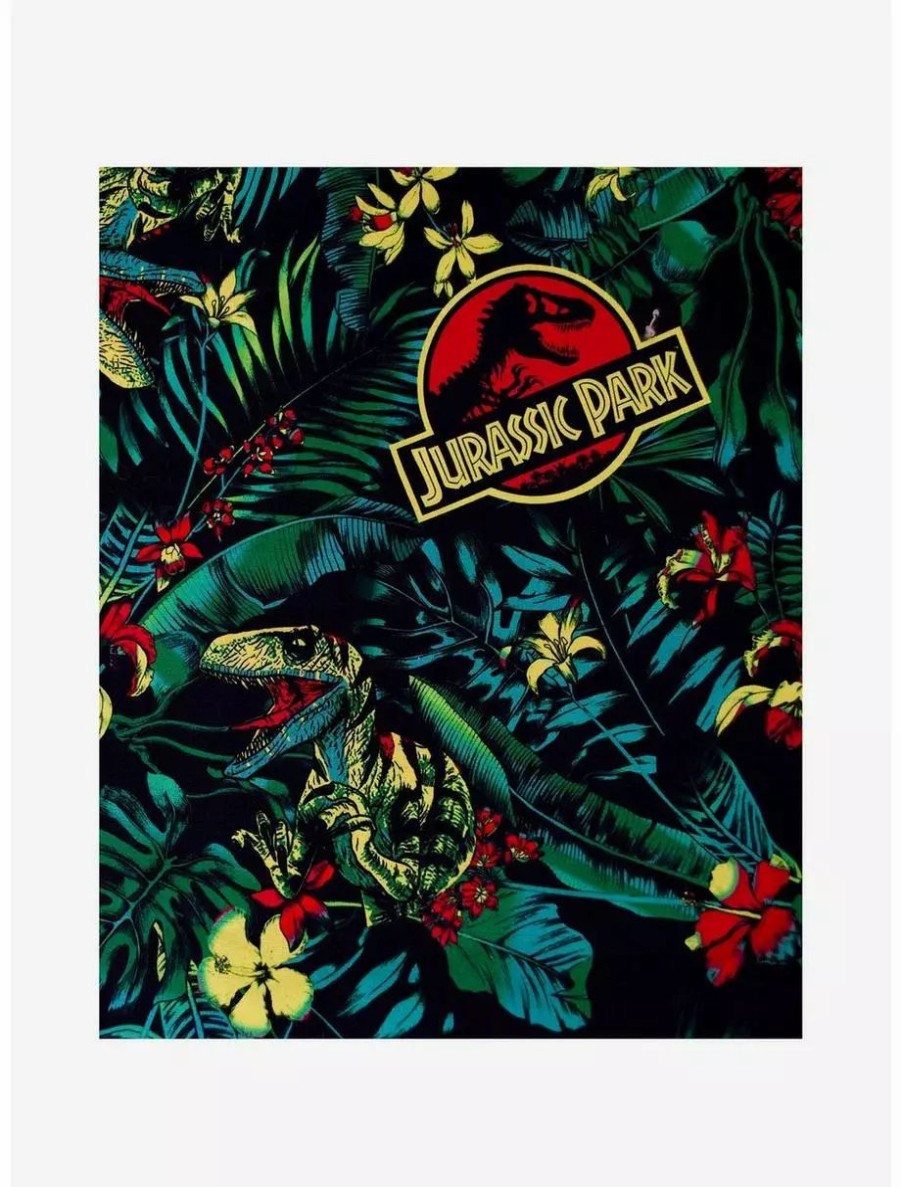 Button-Up Tops * | Boxlunch Jurassic Park Tropical Raptor Woven Button-Up